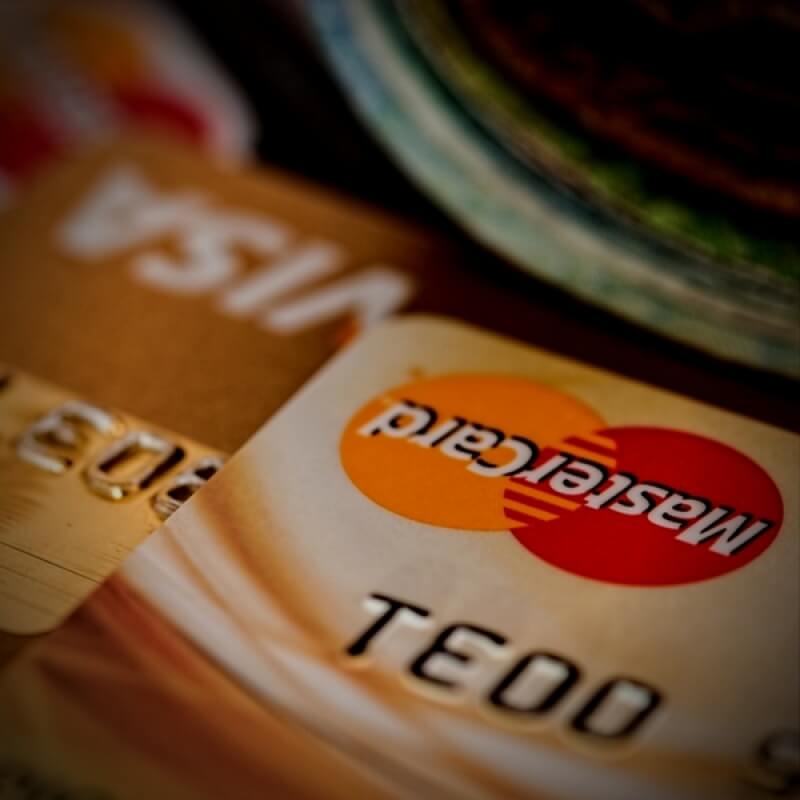 close-up of credit cards